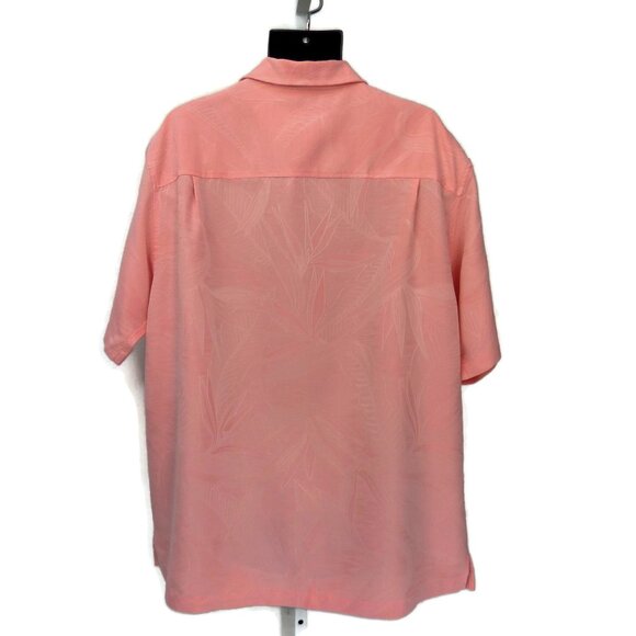 Caribbean Men's Button Down Shirt XLT Extra Large Tall Salmon Pink Embossed - Picture 2 of 7
